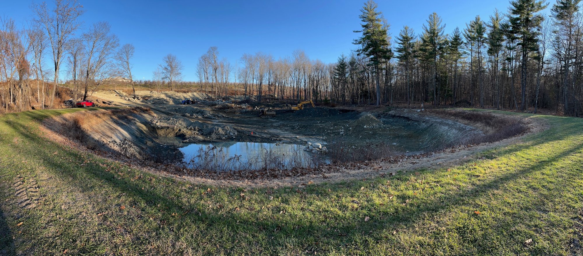 Pond construction and earthwork site — GSS field project, New Hampshire